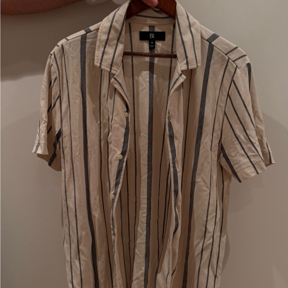 Banana Republic Men's Beige and Black Striped Shirt